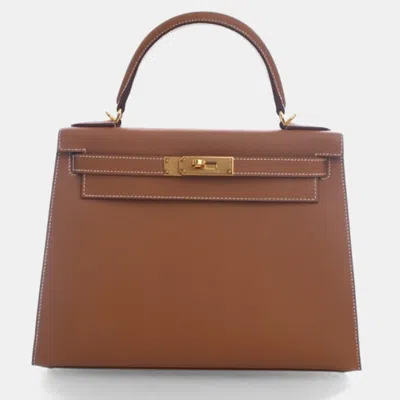 Pre-owned Hermes Gold Epsom Sellier Kelly 28