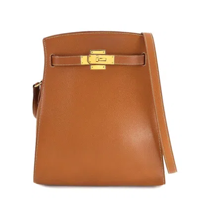 Pre-owned Hermes Gold Gold Brown Courchevel Leather Epsom Leather Shoulder Bag ()