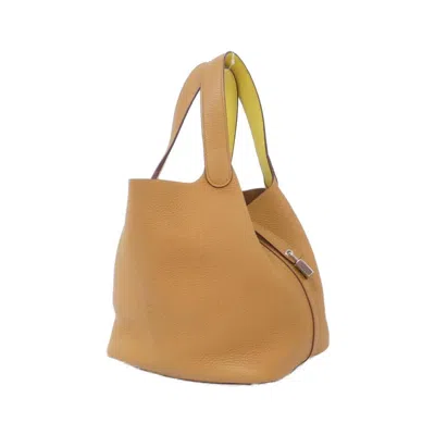 Pre-owned Hermes Gold Lime Taurillon Clemence Leather Swift Leather Handbag () In Multi