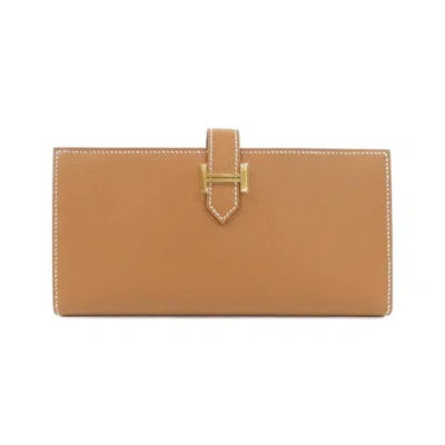 Pre-owned Hermes Gold Long Wallet (bi-fold) ()