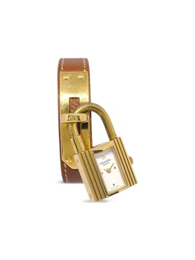 Pre-owned Hermes Gold Padlock Kelly 38mm In White