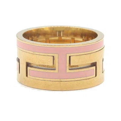 Pre-owned Hermes Gold Pink Sterling Silver 925 Band Ring () In Gold, Pink