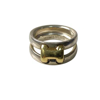 Pre-owned Hermes Gold Silver 925 Band Ring ()