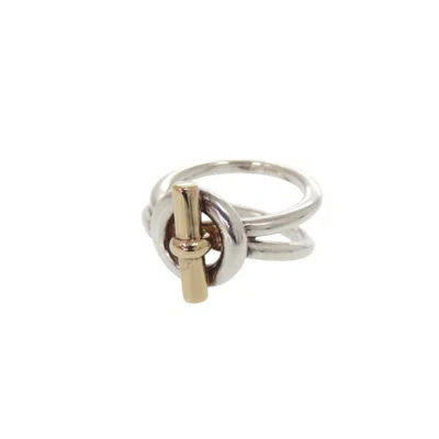 Pre-owned Hermes Gold Silver Gold (18k) Silver 925 Band Ring () In Multi