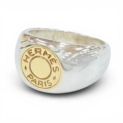 Pre-owned Hermes Gold Silver Gold (18k) Silver 925 Band Ring () In Gold, Silver