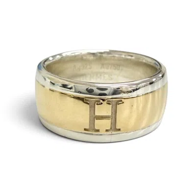 Pre-owned Hermes Gold Silver Gold (18k) Silver 925 Band Ring () In Gold, Silver