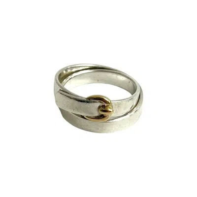 Pre-owned Hermes Gold Silver Gold (18k) Silver 925 Band Ring () In Multi