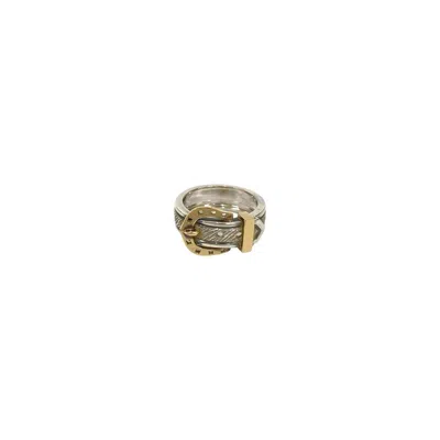 Pre-owned Hermes Gold Silver Gold (18k) Silver 925 Band Ring () In Multi