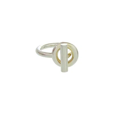 Pre-owned Hermes Gold Silver Silver 925 Band Ring () In Multi