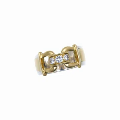 Pre-owned Hermes Gold Silver Silver 925 Yellow Gold (18k) Band Ring () In Multi