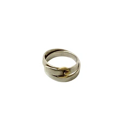 Pre-owned Hermes Gold Silver Yellow Gold (18k) Silver 925 Band Ring () In Multi