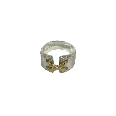 Pre-owned Hermes Gold Silver Yellow Gold (18k) Silver 925 Band Ring () In Gold, Silver