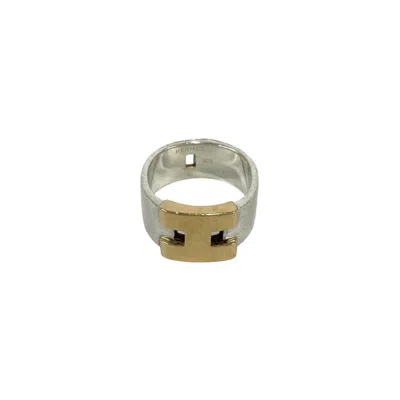 Pre-owned Hermes Gold Silver Yellow Gold (18k) Silver 925 Band Ring () In Gold, Silver