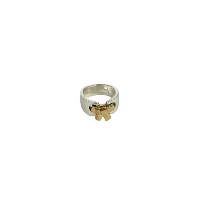Pre-owned Hermes Gold Silver Yellow Gold (18k) Silver 925 Band Ring () In Gold, Silver