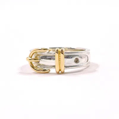 Pre-owned Hermes Gold Silver Yellow Gold (18k) Silver 925 Band Ring () In Multi