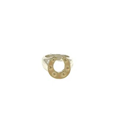 Pre-owned Hermes Gold Silver Yellow Gold (18k) Silver 925 Band Ring () In Multi
