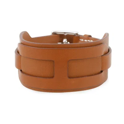 Pre-owned Hermes Gold Tadelakt Leather Charm Bracelet ()