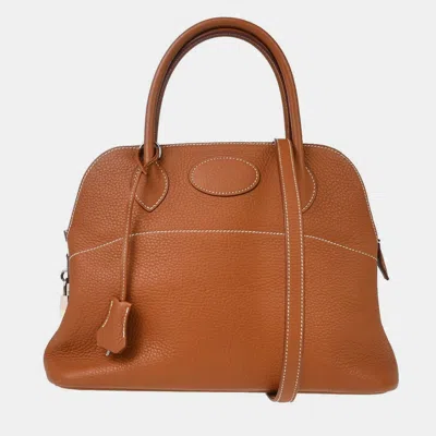 Pre-owned Hermes Gold Taurillon Clemence Bolide 31 2way Handbag
