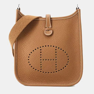 Pre-owned Hermes Gold Taurillon Clemence Evelyne Amazon Short Tpm