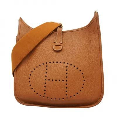 Pre-owned Hermes Gold Taurillon Clemence Leather Shoulder Bag ()