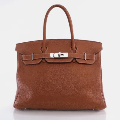 Pre-owned Hermes Gold Togo Birkin 30 Handbag In Brown