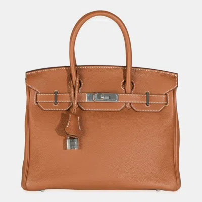 Pre-owned Hermes Gold Togo Birkin 30 Phw