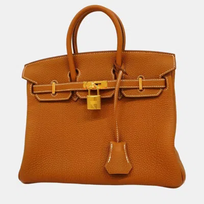 Pre-owned Hermes Gold Togo Birkin Stamp Handbag