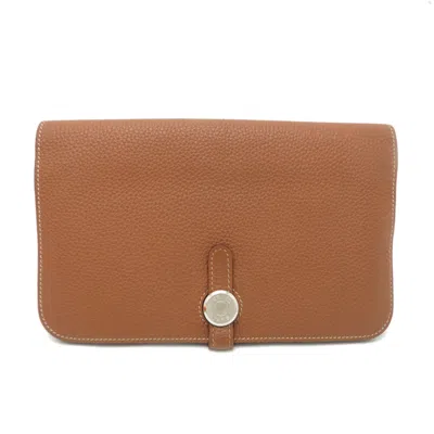 Pre-owned Hermes Gold Togo Leather Long Wallet (bi-fold) ()
