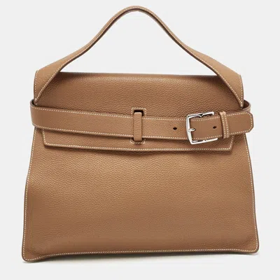 Pre-owned Hermes Gold Togo Leather Palladium Finished Eribelt Bag In Brown