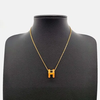 Pre-owned Hermes Gold Tone Pop H Necklace