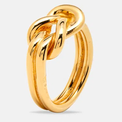 Pre-owned Hermes Gold Tone Scarf Ring