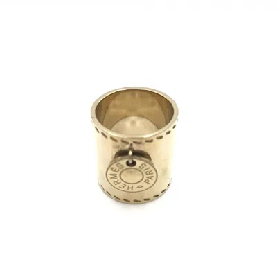 Pre-owned Hermes Hermès Gold Tone Scarf Ring Women's Accessory ()