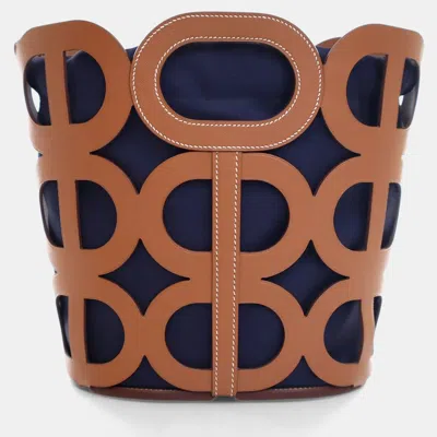 Pre-owned Hermes Gold Veau Madame Chaine D'ancre Tote In Brown