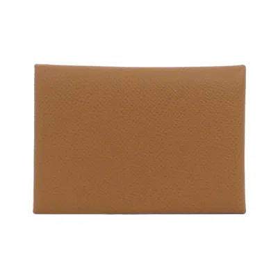 Pre-owned Hermes Gold Vert Epsom Leather Coin Purse/coin Case ()