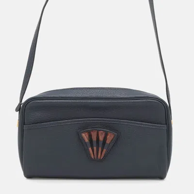 Pre-owned Hermes Golf Tee Navy Fjord Leather Shoulder Bag In Blue