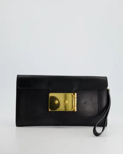 Pre-owned Hermes Hermès Goodluck Clutch Bag In Tadelakt Leather With Gold Hardware In Black