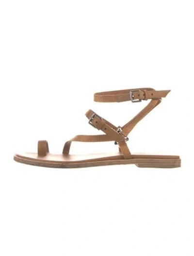 Pre-owned Hermes Gossip Nylon Gladiator Sandals In Brown
