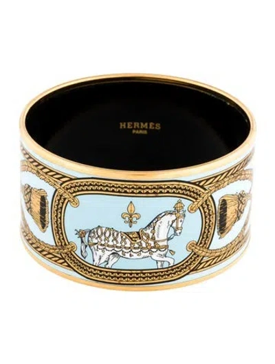 Pre-owned Hermes Grand Apparat Extra Wide Enamel Bangle, 7.25" In Multi