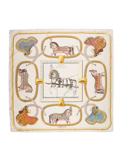 Pre-owned Hermes Grand Apparat Silk Scarf In Neutral