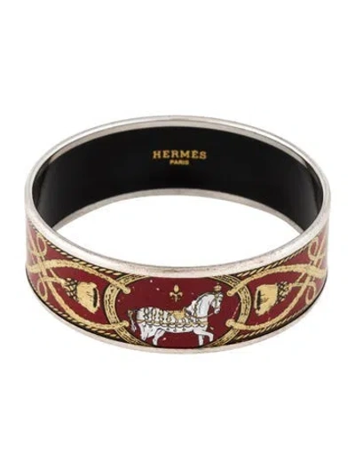 Pre-owned Hermes Grand Apparat Wide Enamel Bangle, 7.5" In Multi