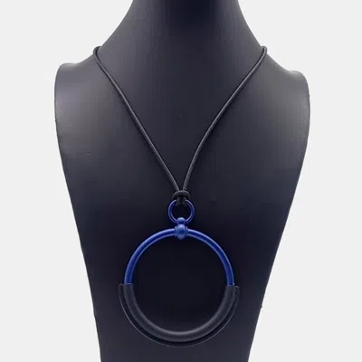 Pre-owned Hermes Hermès Grand Loop Black/blue Aluminium Leather Necklace