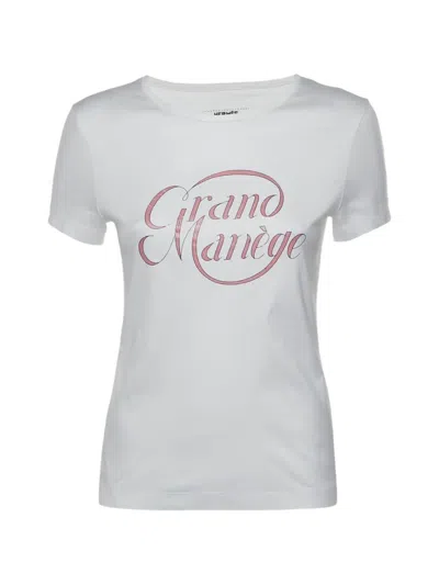 Pre-owned Hermes Grand Manège Cotton T-shirt In White