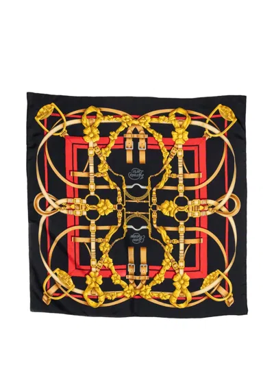 Pre-owned Hermes Grand Manege Square-shape Scarf In Black