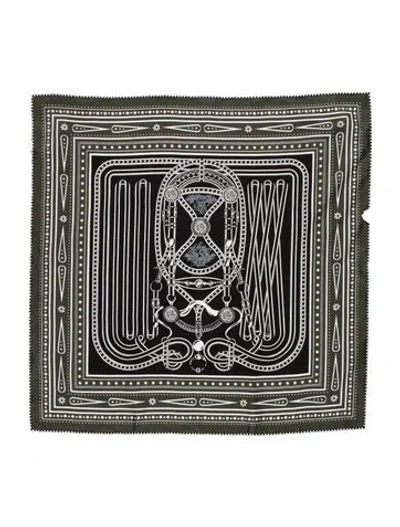 Pre-owned Hermes Grand Tralala Silk Scarf In Green
