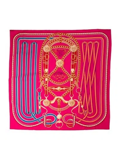 Pre-owned Hermes Grand Tralala Silk Scarf In Pink