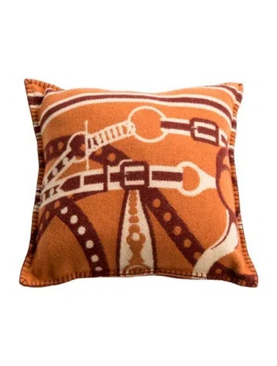 Pre-owned Hermes Grand Tralala Throw Pillow In Orange