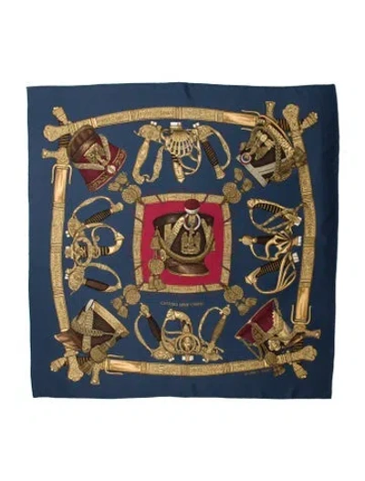 Pre-owned Hermes Grand Uniforme Silk Scarf In Black