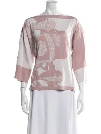 Pre-owned Hermes Graphic Print Bateau Neckline Sweater In Pink