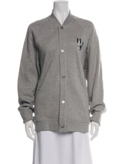 Pre-owned Hermes Graphic Print Bomber Jacket In Gray