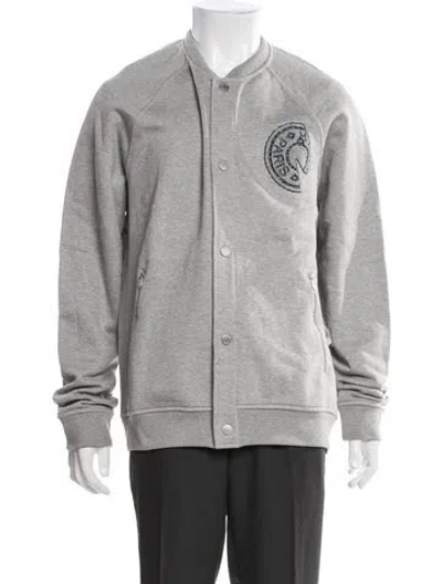 Pre-owned Hermes Graphic Print Bomber Jacket W/ Tags In Gray